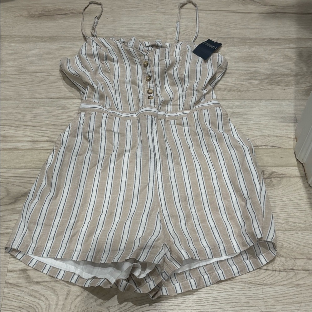 Abercrombie and fitch Striped Beige and White Romper